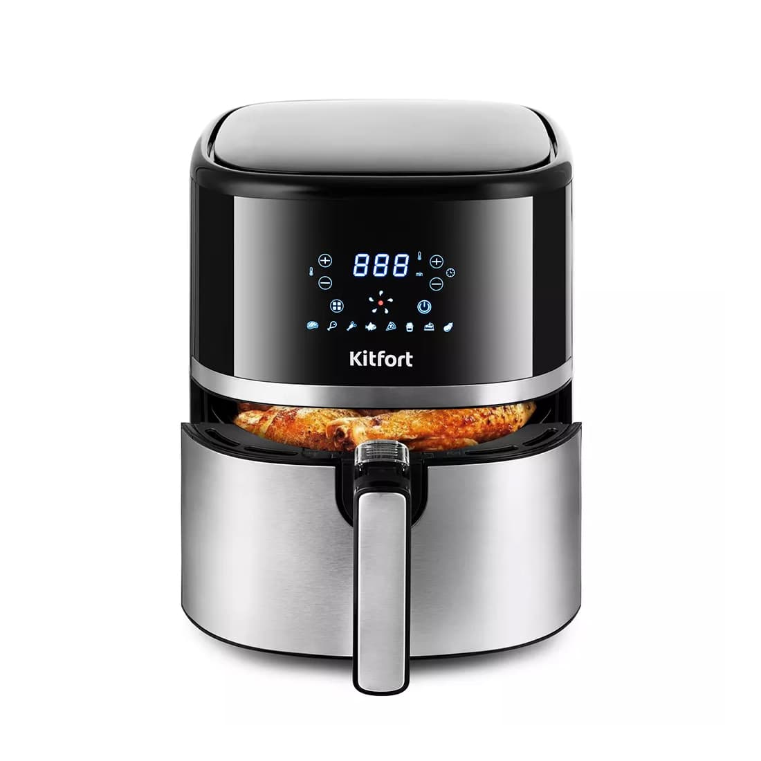 Аэрогриль, Kitfort, КТ-2221, Мощность 1500 Вт, Объем чаши 3.3 л, Материал корпуса пластик, Крышка съемная, Количество автоматических программ 8, Цвет черный