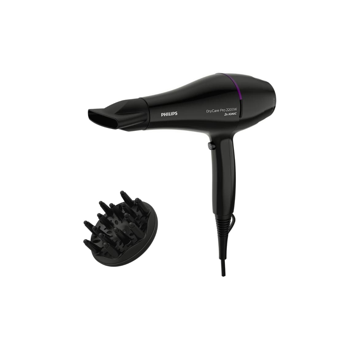 Фен, Philips, DryCare Pro BHD274/00, Мощность 2200 Вт, АС мотор, Ионизация, Подача холодного воздуха, 2 скорости, 3 температурных режима, Цвет черный