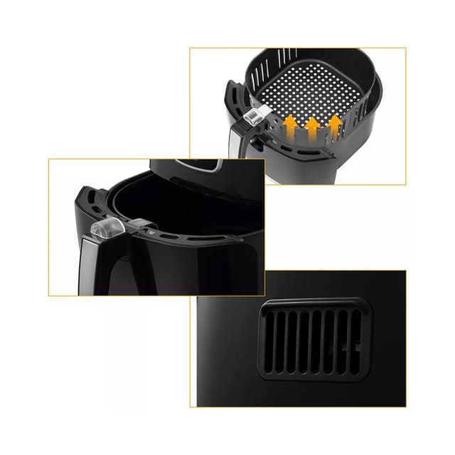 Аэрогриль, Kitfort, КТ-2208, Мощность 1800 Вт, Нагревательный элемент ТЭН, Максимальный объем колбы 5.2 л, Расширительное кольцо нет, Объем чаши 5.2 л, Материал корпуса пластик, Цвет Черный