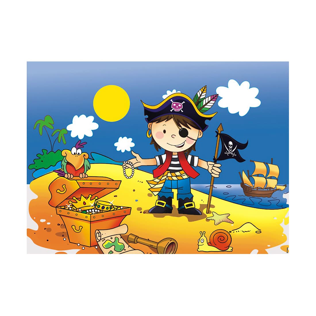 Скатерть праздничная, ВЕСЁЛАЯ ЗАТЕЯ, 1502-1288, Маленький пират, 180 х 130 см., Полиэтилен, Многоцветная, Пакет