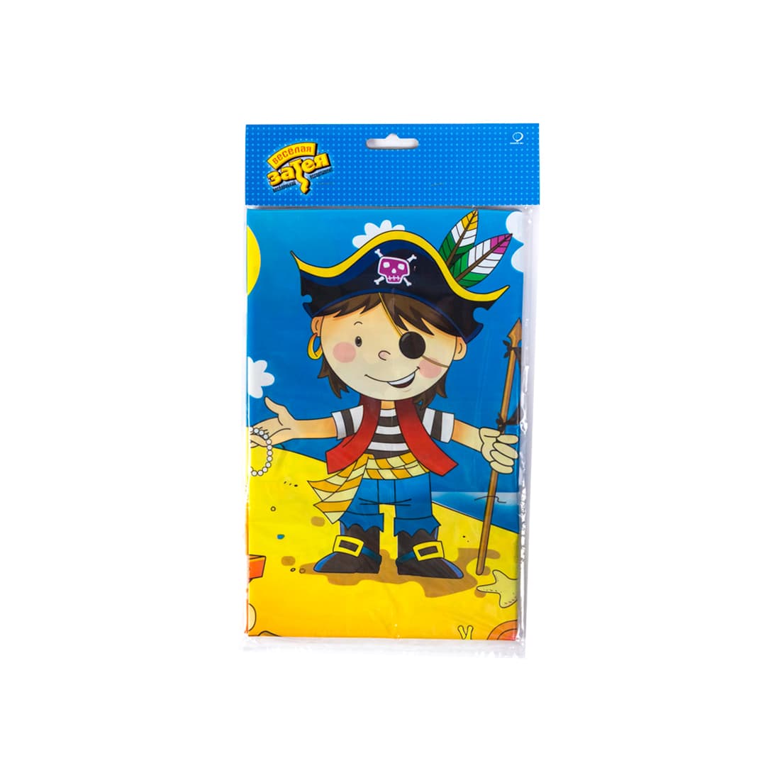 Скатерть праздничная, ВЕСЁЛАЯ ЗАТЕЯ, 1502-1288, Маленький пират, 180 х 130 см., Полиэтилен, Многоцветная, Пакет