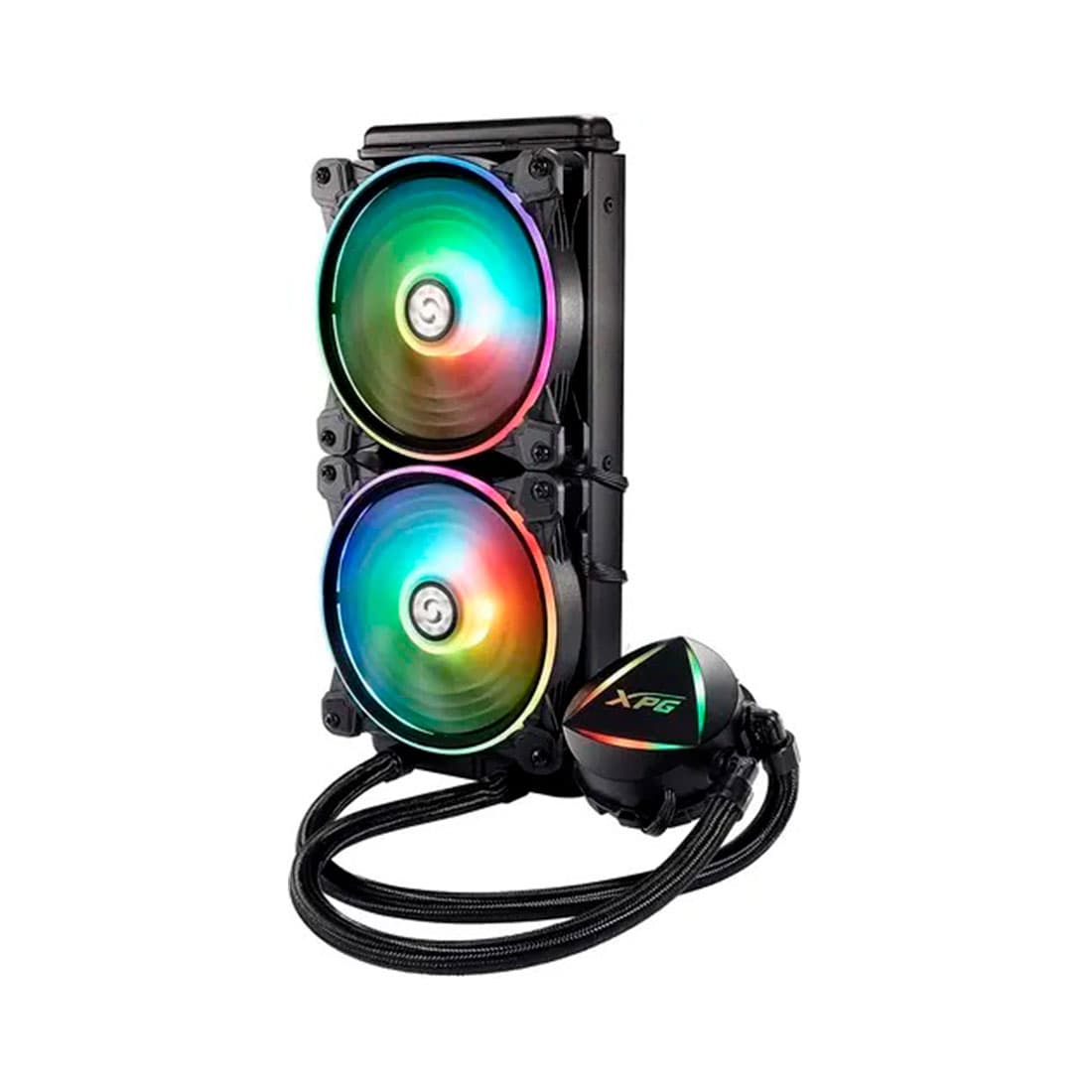 Кулер с водяным охлаждением, XPG, Levantex 240, LEVANTEX240-BKCWW, TDP 250W, Intel: LGA 1700, 1200, 115x и AMD: AM5, AM4, 2*120 ARGB, 600-2000 RPM ± 10%, 61.5 CFM, 18.17 dB(A), 4pin PWM, 272x121x27мм, Чёрный