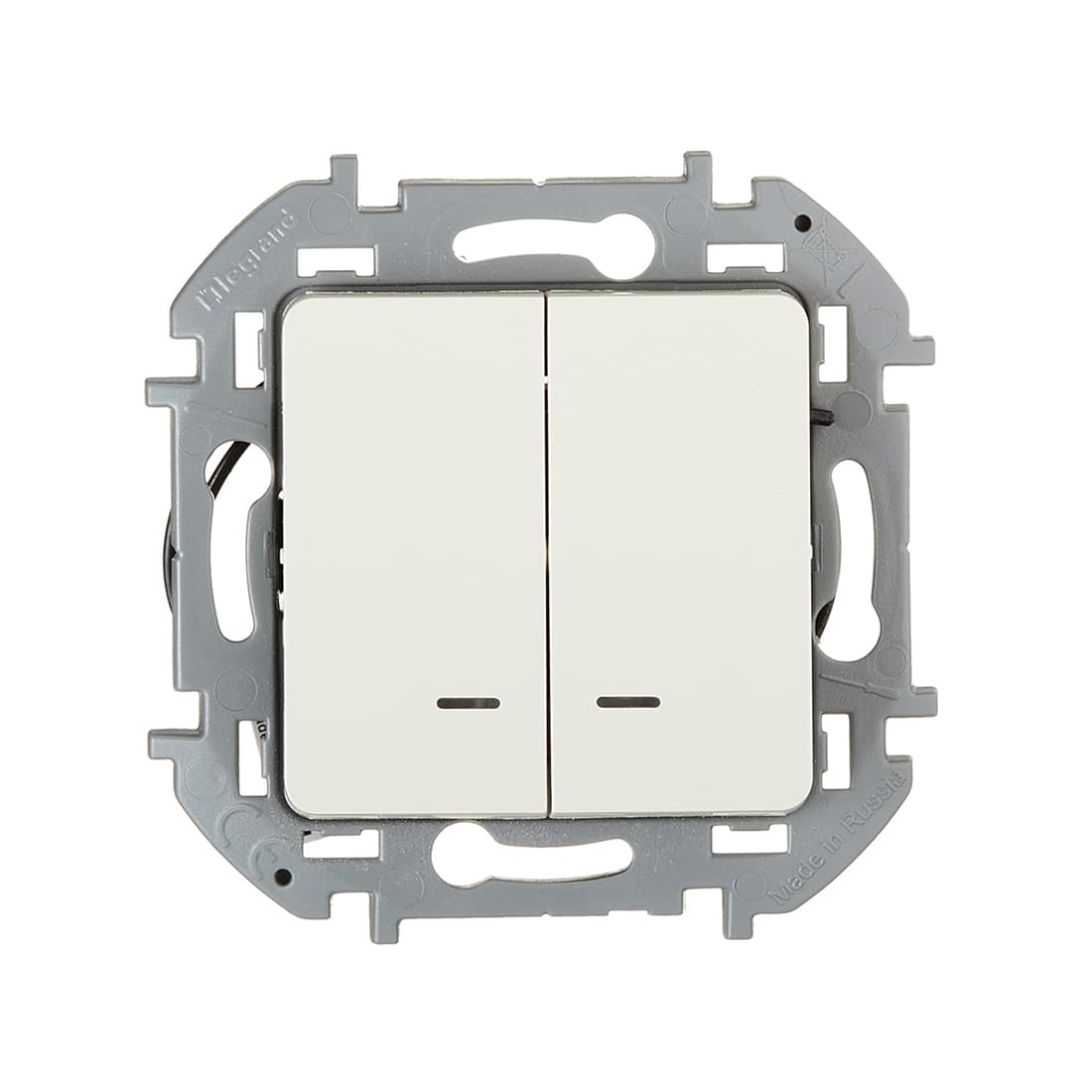 Выключатель двухклавишный с подсветкой/индикацией, Legrand, 673631, Inspiria с/у 10 А ~250В безвинтовые зажимы слоновая кость