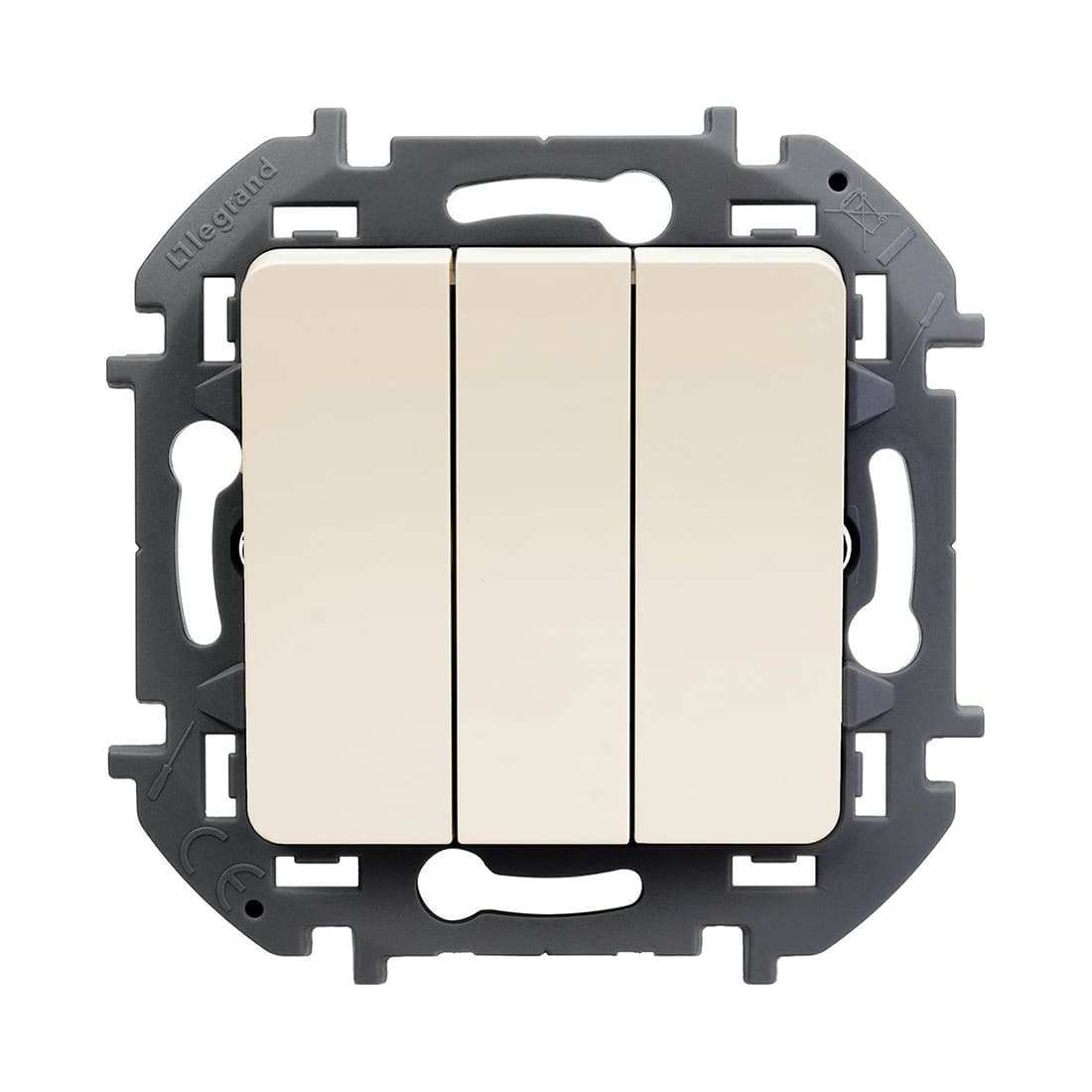 Выключатель трехклавишный, Legrand, 673641, Inspiria с/у 20 А ~250В винтовые зажимы слоновая кость