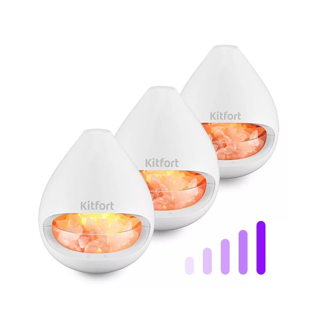 Соляная лампа-ароматизатор, Kitfort, KT-2844, Мощность 10 Вт, 5 уровней интенсивности света, Объем 250 мл, Длина кабеля 1.5 м, Белый