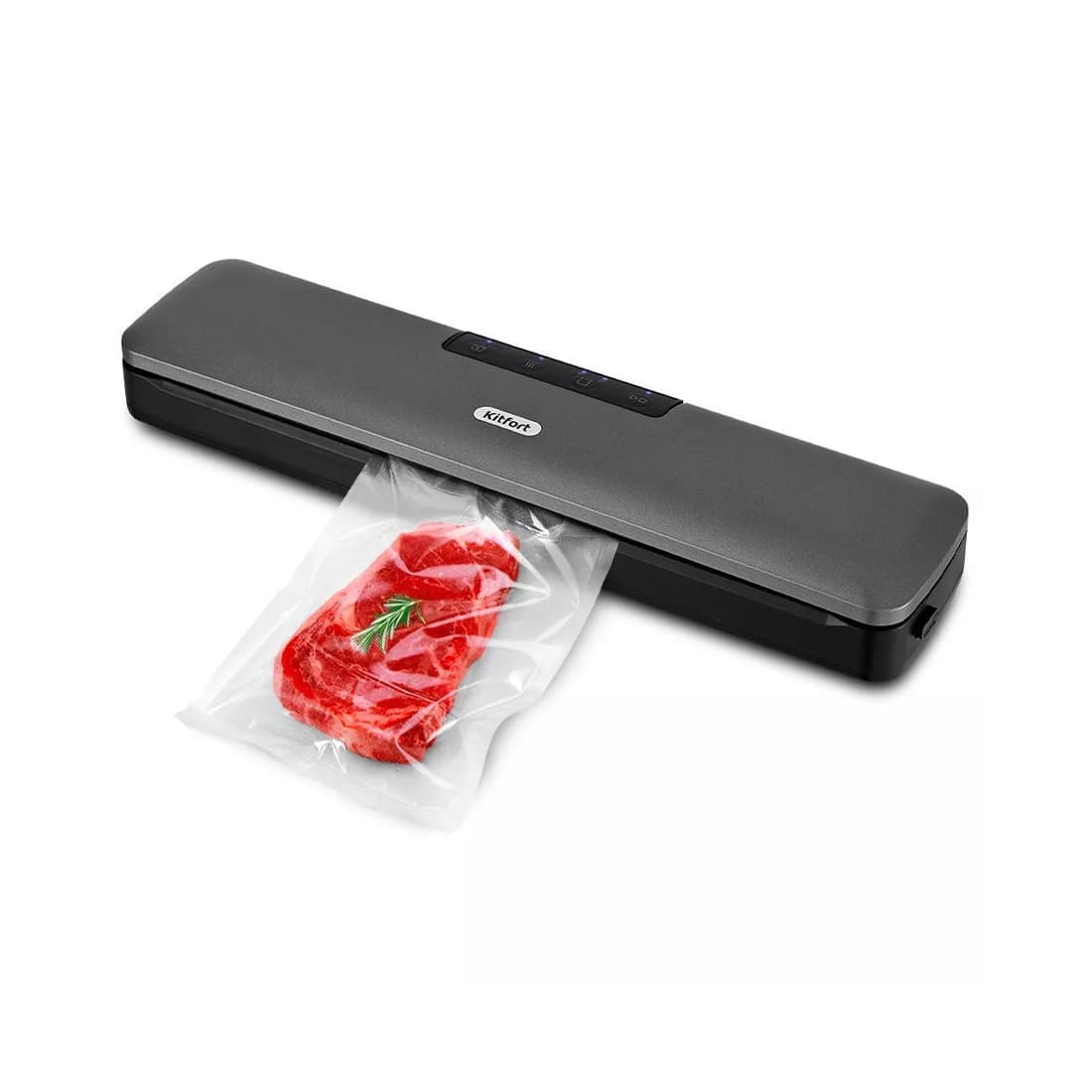 Вакууматор, Kitfort, КТ-1527, Мощность 95 Вт, Создаваемое разрежение (максимум) 0,6 бар, Ширина пакета для вакуумирования 29 см, Длина шнура 0,9 м, Цвет церный