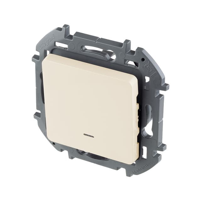 Переключатель одноклавишный с подсветкой/индикацией, Legrand, 673661, Inspiria с/у 10 А ~250В безвинтовые зажимы слоновая кость