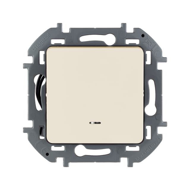 Переключатель одноклавишный с подсветкой/индикацией, Legrand, 673661, Inspiria с/у 10 А ~250В безвинтовые зажимы слоновая кость