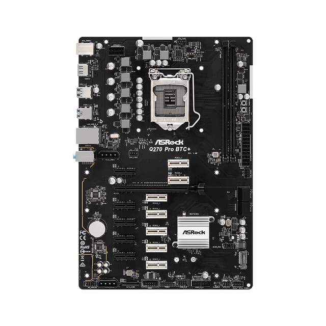 Материнская плата, ASRock, Q270 PRO BTC+ (4710483935473), LGA1151, iQ270, 2xDDR4 2400/2133, 4xSATA3, 1xM.2 SATA3, Raid, 1xHDMI, 1xPCI-Ex16, 12xPCI-Ex1, ATX