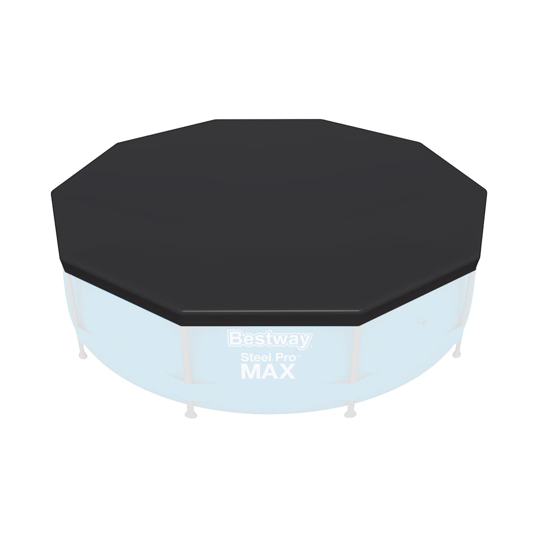 Тент для каркасных и надувных бассейнов диаметром 305 см, BESTWAY, 58036, Винил PVC, Чёрный, Цветная коробка