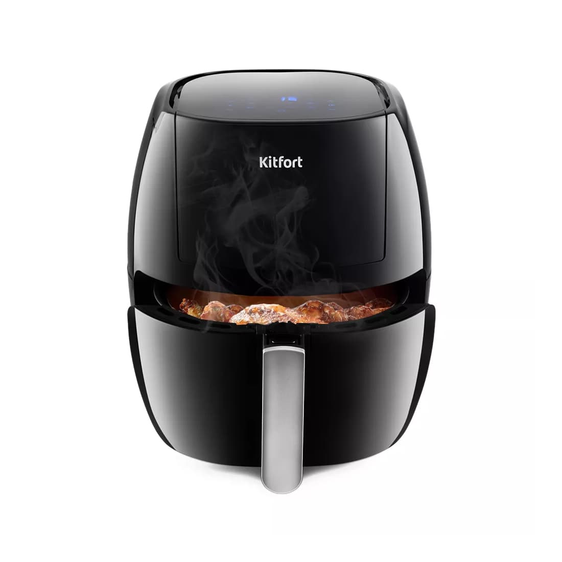Аэрогриль, Kitfort, КТ-2220, Объем корзины 6л, 7 программ, Температура нагрева 80-200 °C, Таймер 60 мин, Сенсорное управление, Мощность 1800 Вт, Длина шнура 1м, Черный