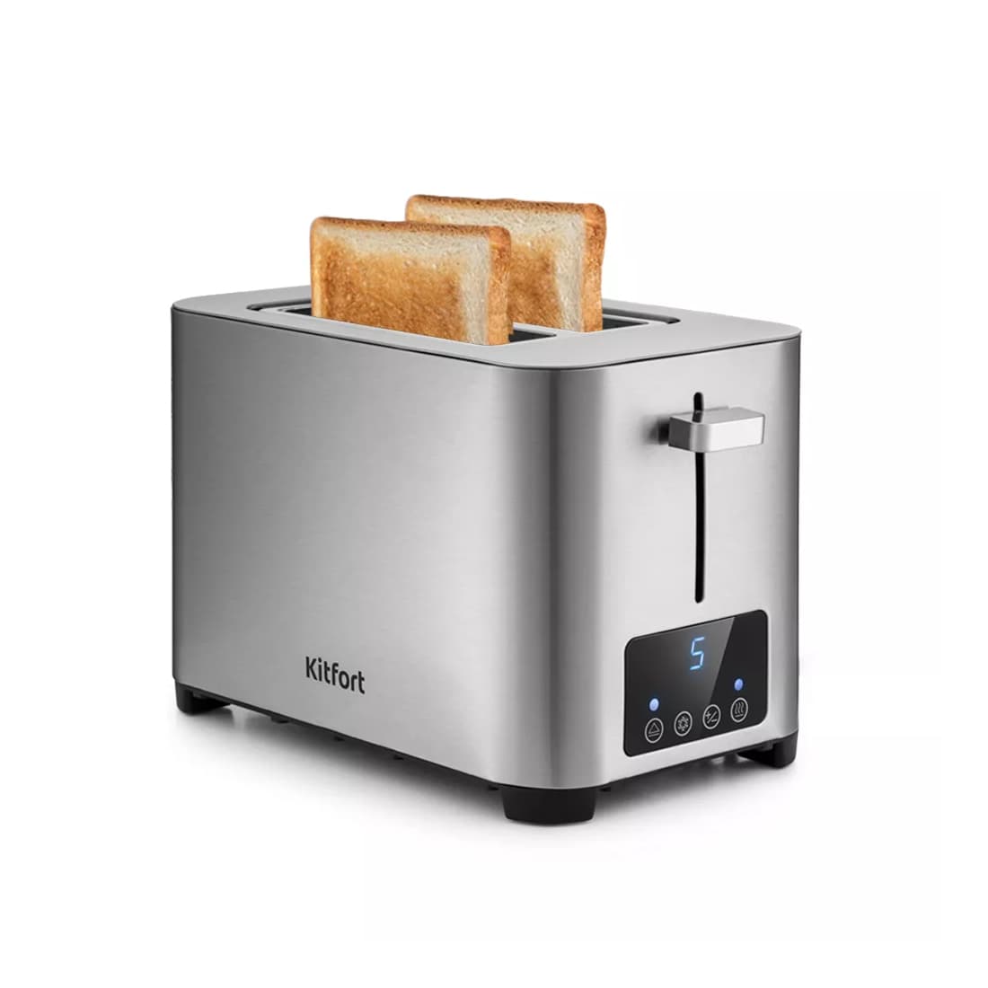 Тостер, Kitfort, КТ-2048, Мощность 850 Вт, Количество тостов 2, оличество слотов 2 шт, Функционал и управление, Автоматическое центрирование тостов есть, цвет серебристый