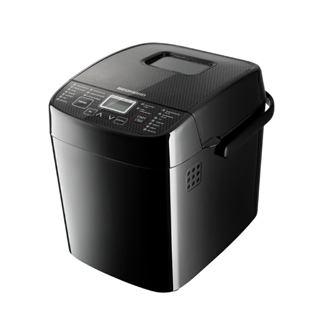 Хлебопечь, Redmond, RBM-1908, 450 Вт, Количество программ 19, Таймер, Смотровое окно, Размер выпечки 500/750гр, Выбор корочки, Черный