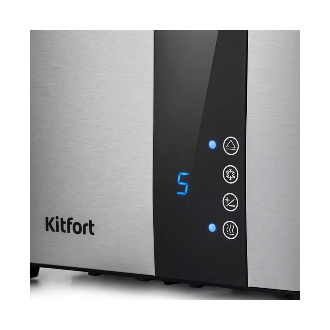 Тостер, Kitfort, КТ-2047, Мощность 850 Вт, 2 слота для тостов, 7 степеней поджаривания тостов, Металлический корпус, Электронный тип управления, Длина шнура 0.75м, Дисплей, Функция подогрева, Функция размораживания, Серебристый