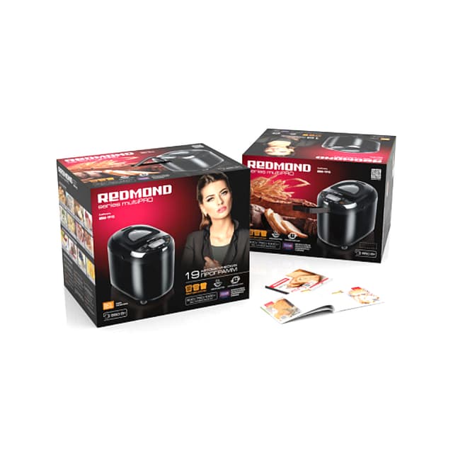 Хлебопечь, Redmond, RBM-1915, Мощность 550 Вт, Количество программ	19 ,Таймер-есть ,Смотровое окно есть ,Напряжение 220-240 В