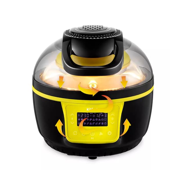 Аэрогриль, Kitfort, КТ-2243, 1 чаша, Объем 7.5 л, 20 программ, Температура нагрева 30-250°C, Управление с телефона/кнопочное, Таймер, Мощность 1200-1400 Вт, Длина шнура 1м, Черный/Желтый