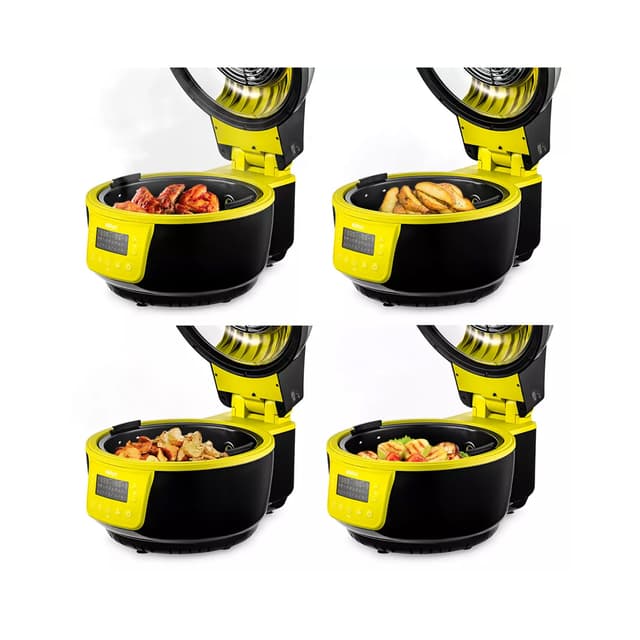 Аэрогриль, Kitfort, КТ-2243, 1 чаша, Объем 7.5 л, 20 программ, Температура нагрева 30-250°C, Управление с телефона/кнопочное, Таймер, Мощность 1200-1400 Вт, Длина шнура 1м, Черный/Желтый