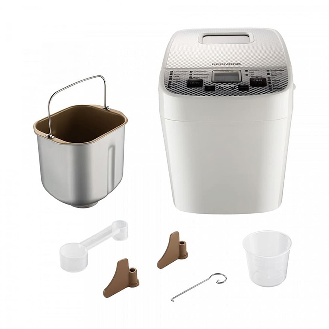 Хлебопечь, Redmond, RBM-1908, 450 Вт, Количество программ 19, Таймер, Смотровое окно, Размер выпечки 500/750гр, Выбор корочки, Белый