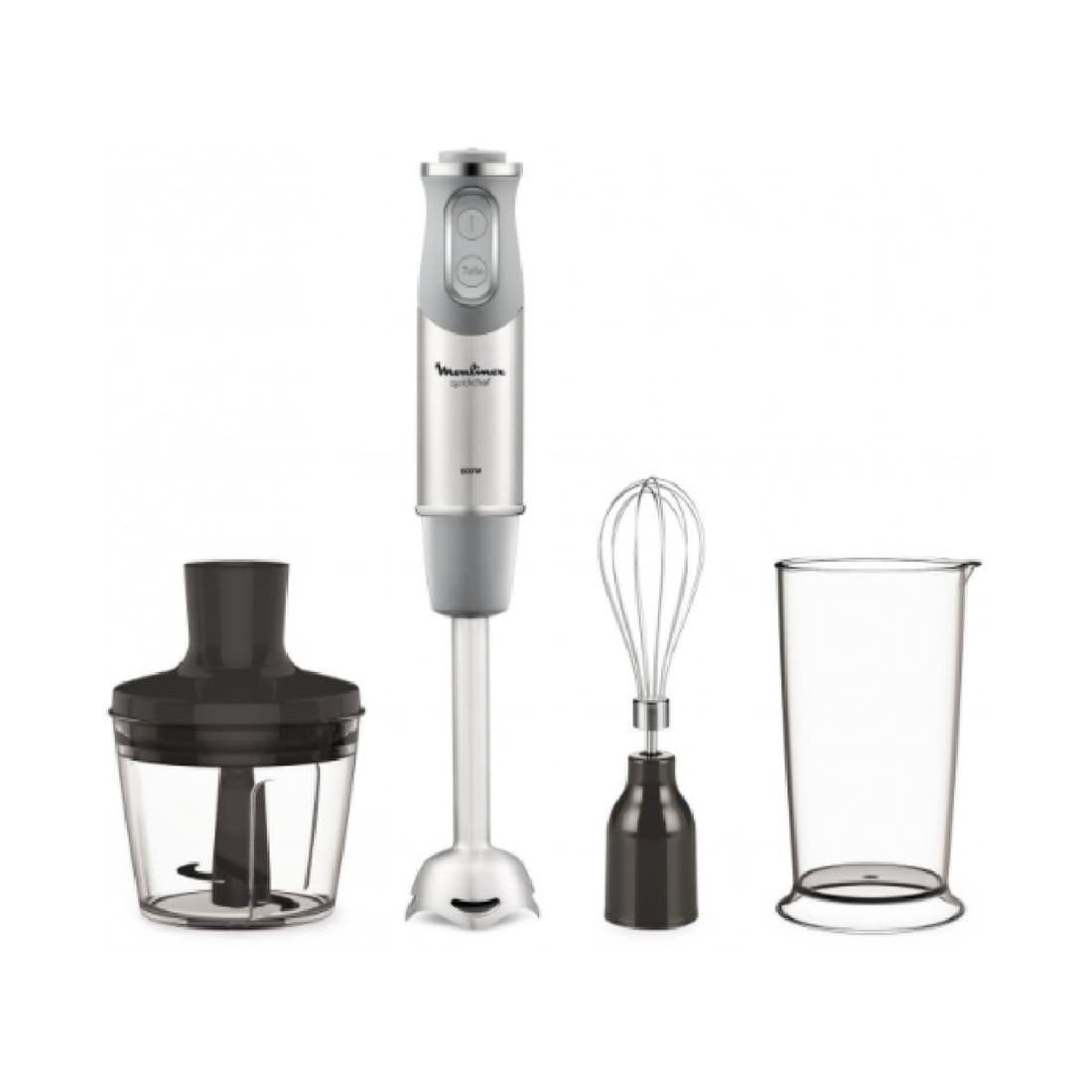 Погружной блендер, Moulinex, DD65CD32, Мощность 800 Вт, 20 скоростей, Турбо-режим, Измельчитель 0,5 л, Металлический корпус, Подсветка скоростей, Серый