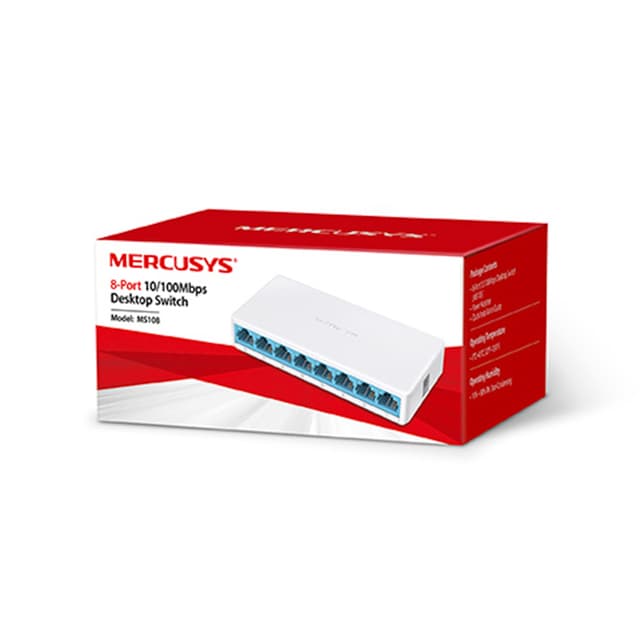 Коммутатор, Mercusys, MS108, Миниатюрный, 8 портов 10/100M RJ45, Auto-MDI/MDIX