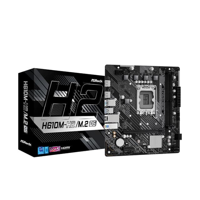 Материнская плата, ASRock, H610M-H2/M.2 D5 (4710483943775), LGA1700, iH610, 2xDDR5 4800/5600, 4xSATA3, 1xM.2 (PCI-E 3.0x4), 2xHDMI, 1xPCI-Ex16, 1xPCI-Ex1, mATX