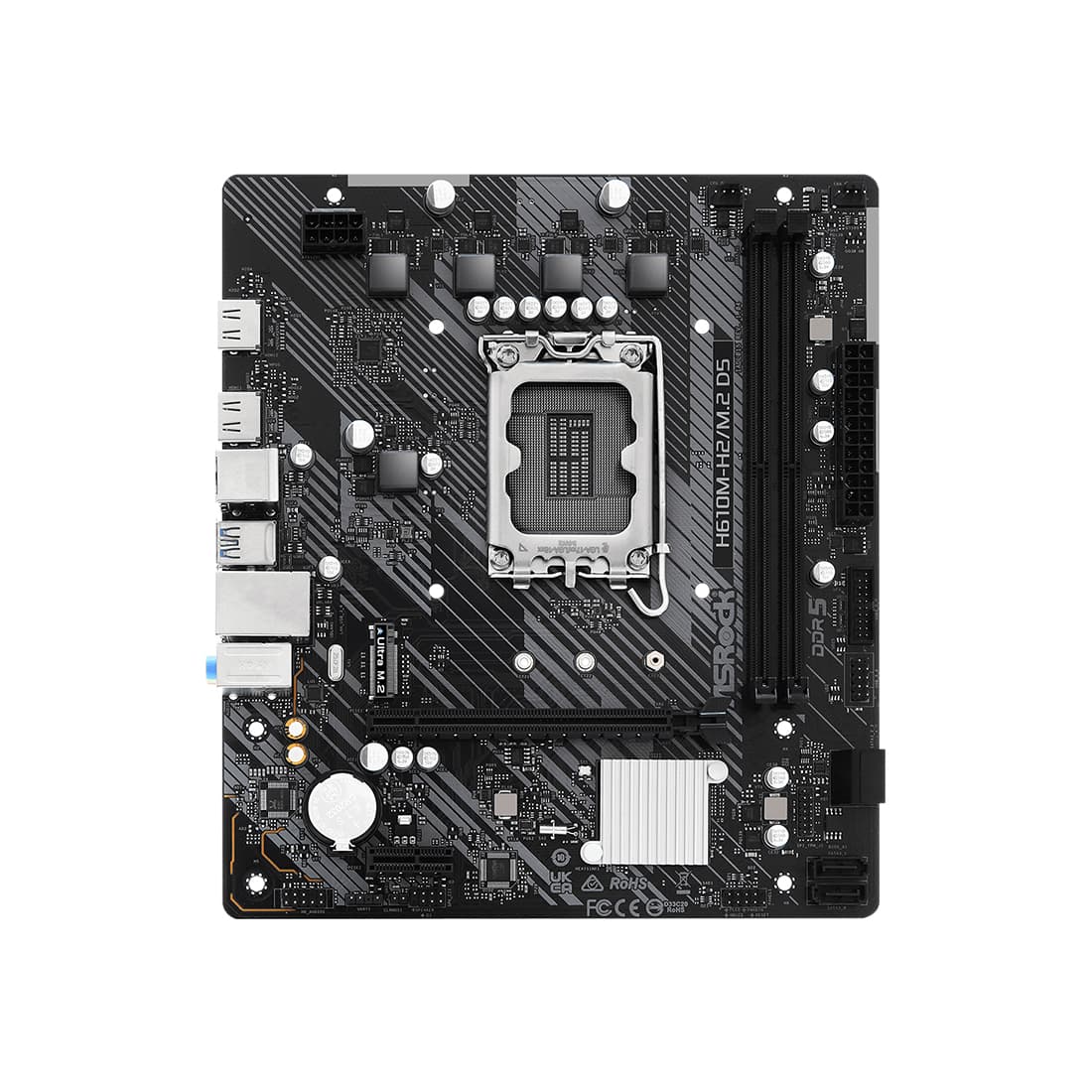 Материнская плата, ASRock, H610M-H2/M.2 D5 (4710483943775), LGA1700, iH610, 2xDDR5 4800/5600, 4xSATA3, 1xM.2 (PCI-E 3.0x4), 2xHDMI, 1xPCI-Ex16, 1xPCI-Ex1, mATX