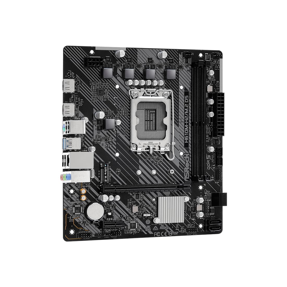 Материнская плата, ASRock, H610M-H2/M.2 D5 (4710483943775), LGA1700, iH610, 2xDDR5 4800/5600, 4xSATA3, 1xM.2 (PCI-E 3.0x4), 2xHDMI, 1xPCI-Ex16, 1xPCI-Ex1, mATX
