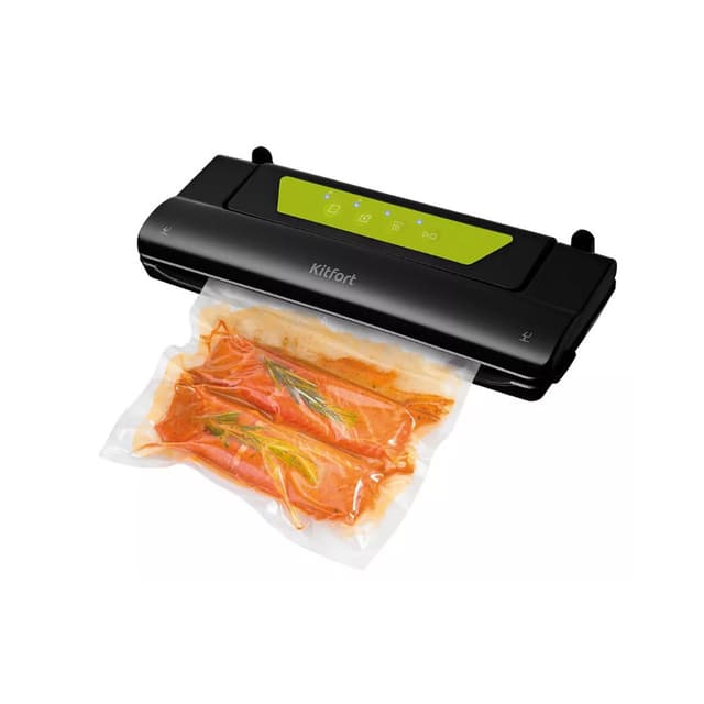 Вакууматор, Kitfort, КТ-1528-2, черно-салатовый,Мощность 110 Вт, Максимальная ширина пакета для вакуумирования 28 см,Длина шнура 1,3 м