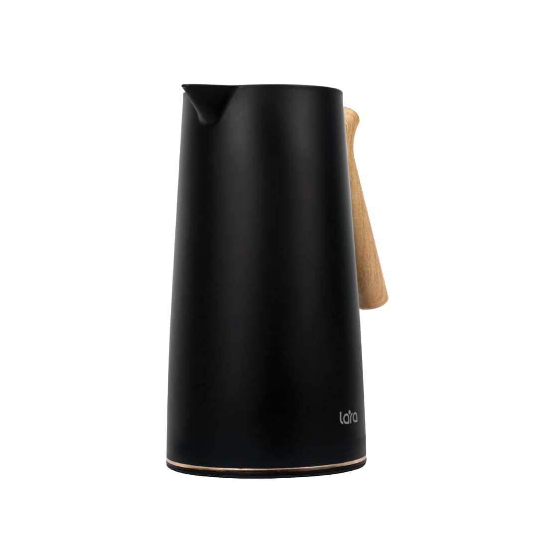 Термос, LARA, LR04-84 Black, Объем 1000 мл, Вакуумная стеклянная колба, Двойные стенки, Ручка под дерево, Черный