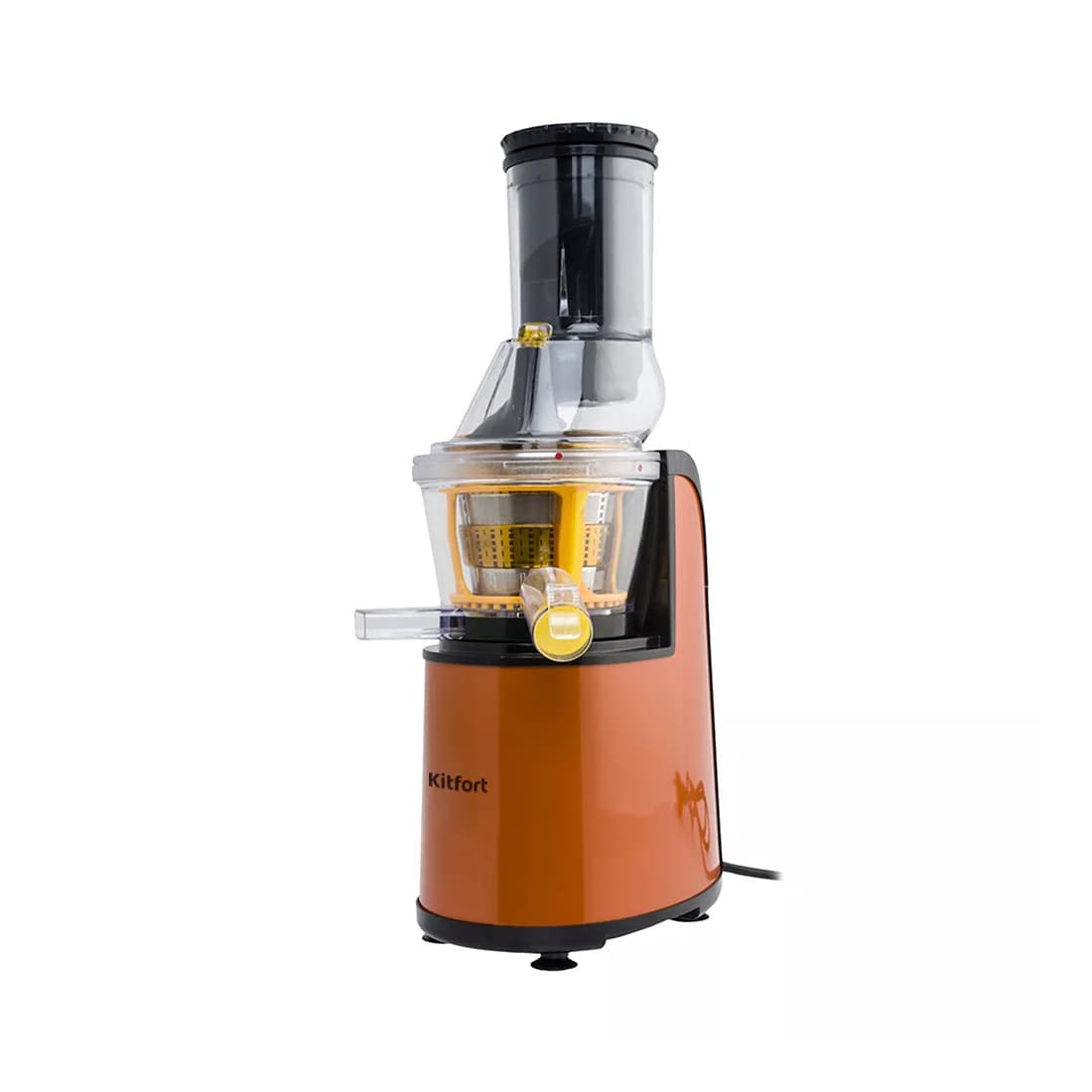 Соковыжималка шнековая, Kitfort, КТ-1102-1, Максимальная мощность 150 Вт, Номинальная мощность150 Вт, Объем резервуара для сока 800 мл, Объем резервуара для мякоти 800 мл, Оранжевый