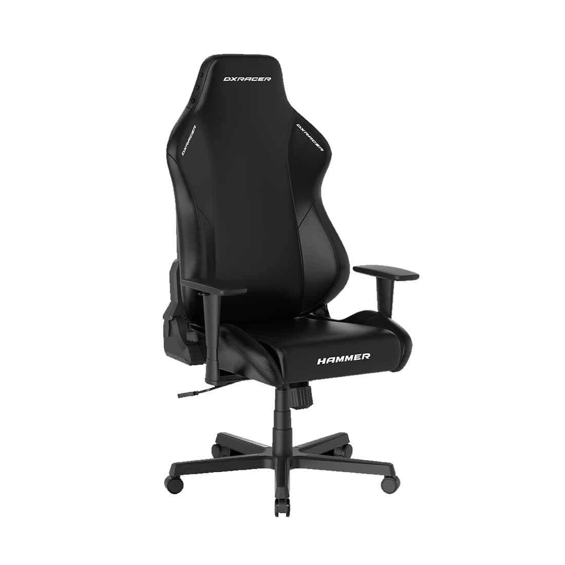 Игровое компьютерное кресло, DX Racer, GC/LHE23LTA/N, Hammer series, Грузоподъемность рек: 115 кг, Рекомендуемый рост: 190 см. Эко-кожа PU, Металлическая основа кресла, Механизм качания: топ-ган, Нейлоновые колеса,Черный