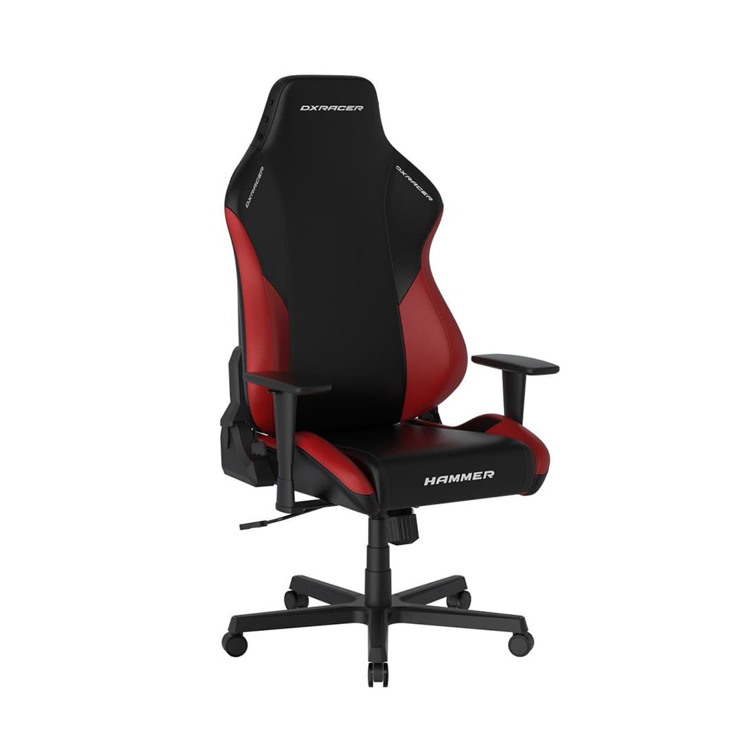 Игровое компьютерное кресло, DX Racer, GC/LHE23LTA/NR, Hammer series, Грузоподъемность рек: 115 кг, Рекомендуемый рост: 190 см. Эко-кожа PU, Металлическая основа кресла, Механизм качания: топ-ган, Нейлоновые колеса,Черно-красный