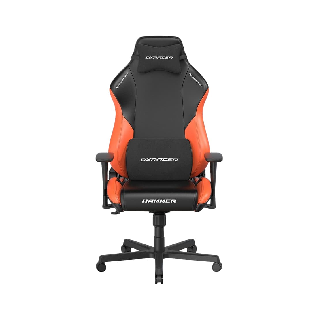 Игровое компьютерное кресло, DX Racer, GC/LHE23LTA/NO, Hammer series, Грузоподъемность рек: 115 кг, Рекомендуемый рост: 190 см. Эко-кожа PU, Металлическая основа кресла, Механизм качания: топ-ган, Нейлоновые колеса,Черно- оранжевый