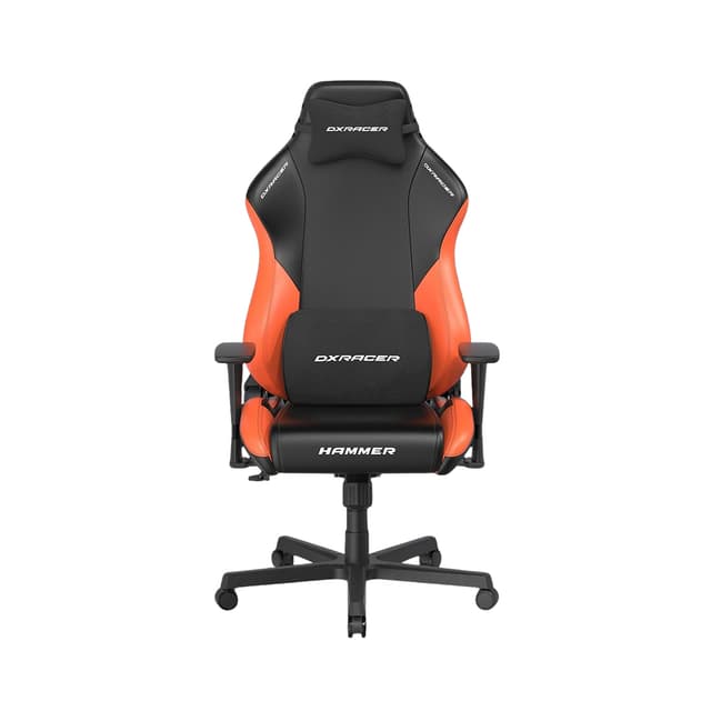 Игровое компьютерное кресло, DX Racer, GC/LHE23LTA/NO, Hammer series, Грузоподъемность рек: 115 кг, Рекомендуемый рост: 190 см. Эко-кожа PU, Металлическая основа кресла, Механизм качания: топ-ган, Нейлоновые колеса,Черно- оранжевый