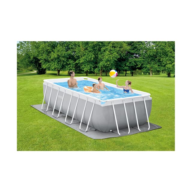 Каркасный бассейн Prism Frame Rectangular 400 х 200 x 122 см, INTEX, 26790NP, Винил, 8418 л., Стальной каркас, Ф-насос 28604 (2006л/ч), Лестница 28076, Гидроаэрация 22025, Серый, Цветная коробка