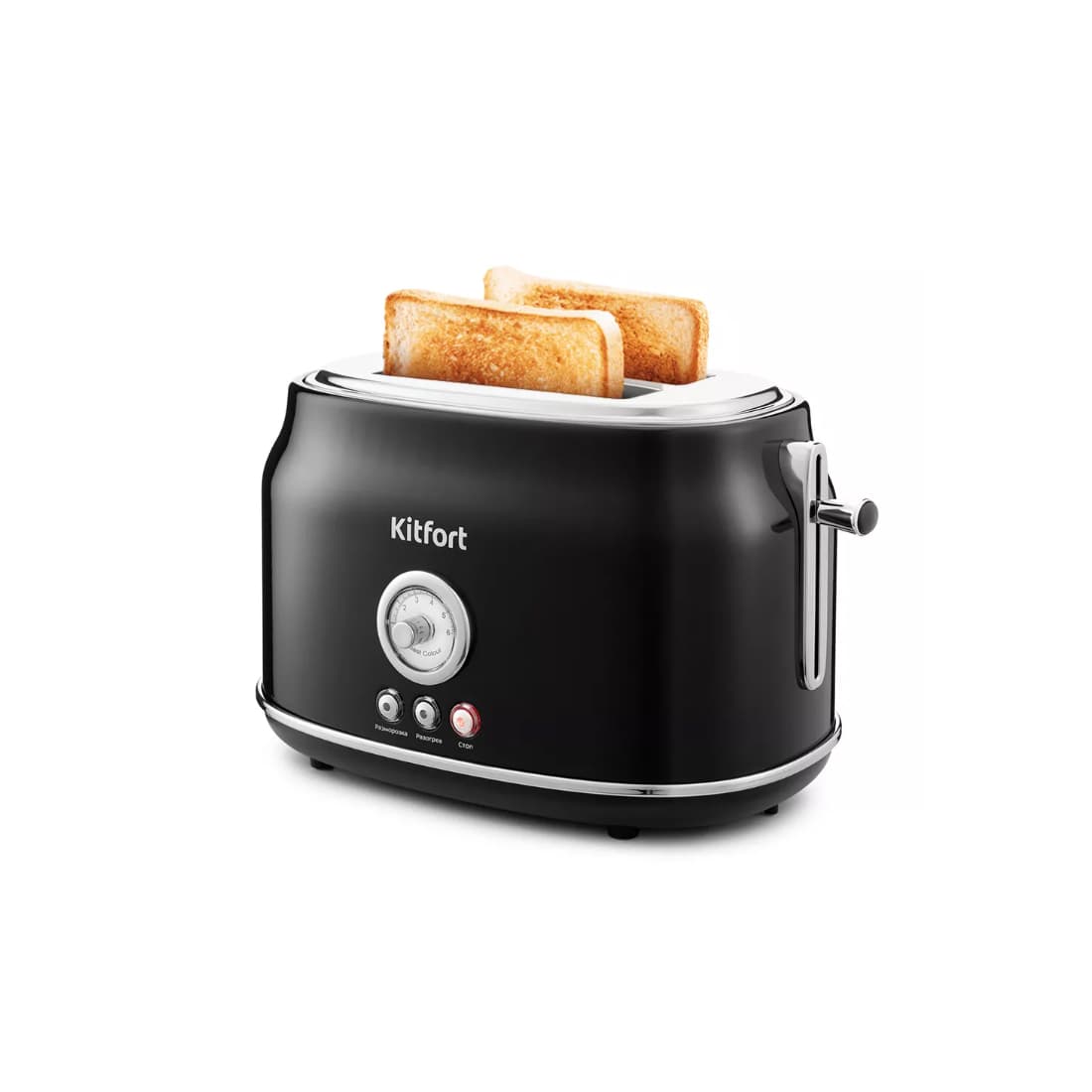 Тостер, Kitfort, КТ-2038-1, (черный),Мощность 685–815 Вт ,Ёмкость 2 тоста одновременно ,Длина шнура 0,75 м