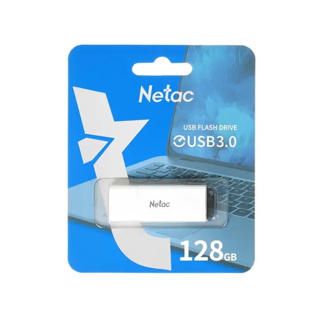 USB-накопитель, Netac, NT03U185N-128G-30WH, 128GB, USB3.0 Белый с подсветкой