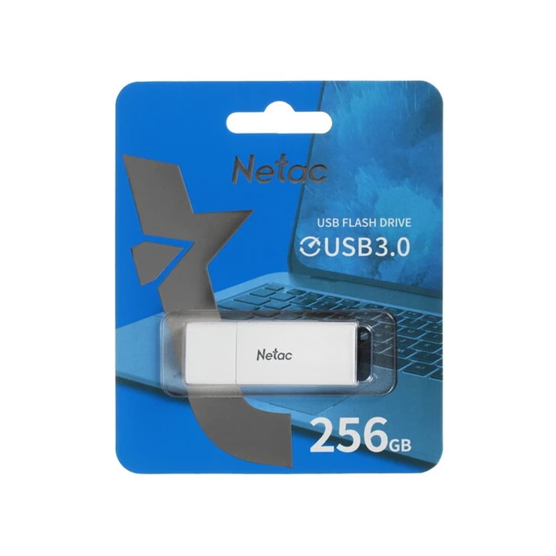 USB-накопитель, Netac, NT03U185N-256G-30WH, 256GB, USB3.0 Белый с подсветкой