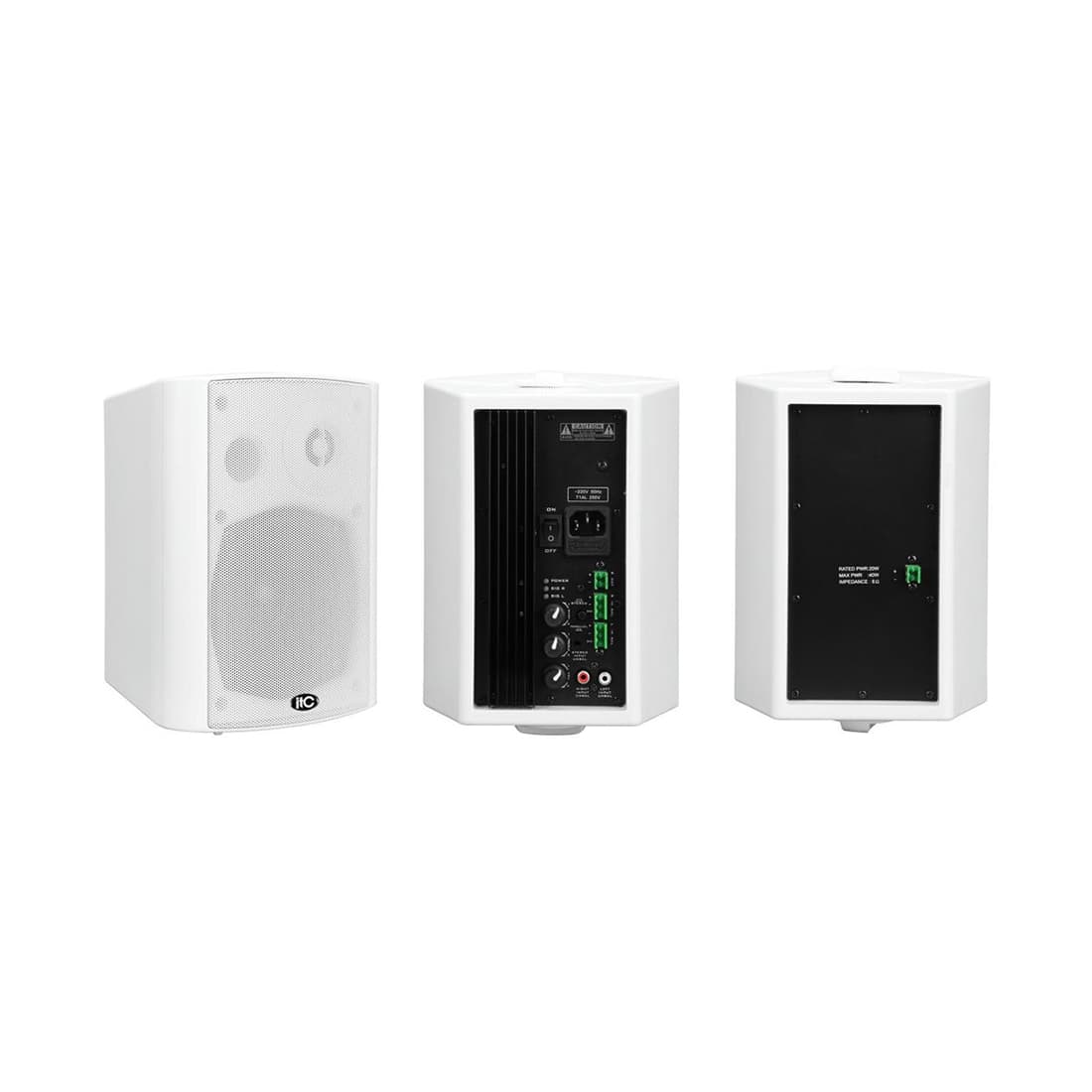Громкоговоритель настенный, активный, ITC, T776AW, Активный + пассивный, 25Вт  2 @ 8, Двухполосная система: 6" НЧ + 1.5" ВЧ, ABS-корпус, металлическая решётка, настенный кронштейн, Цвет: белый