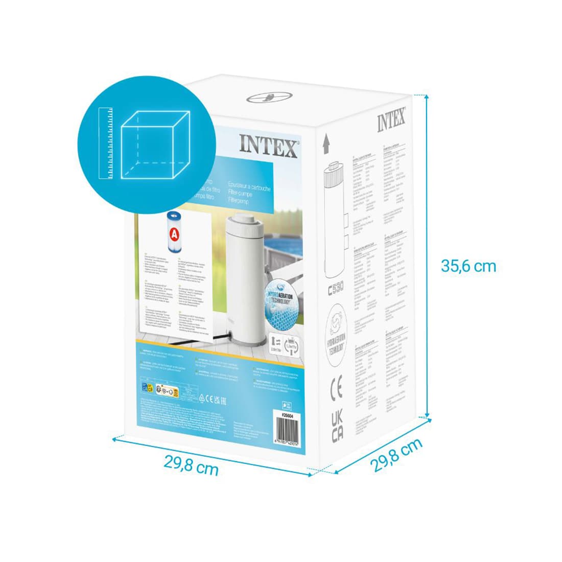 Фильтрующий насос Krystal Clear для бассейнов, INTEX, 26604, Пластик, 2006 л/час., Серый, Цветная коробка