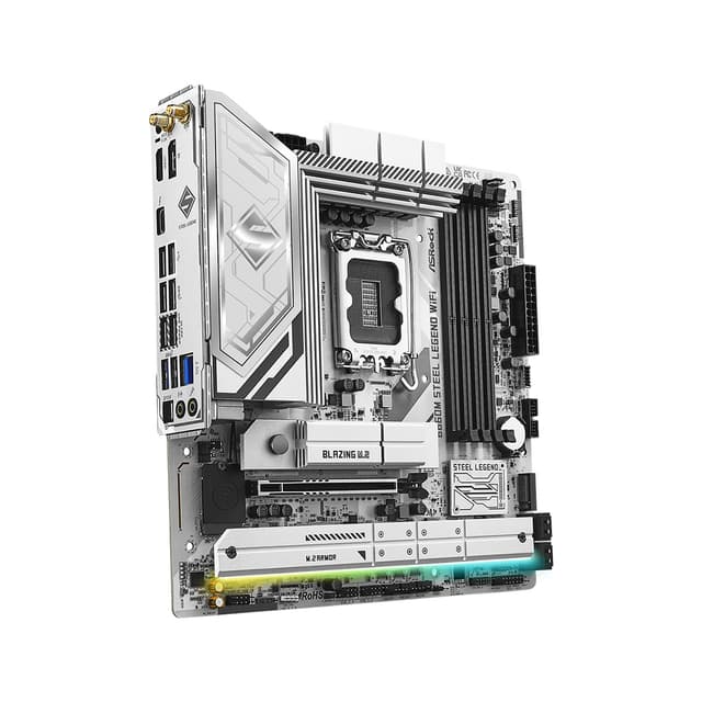 Материнская плата, ASRock, B860M STEEL LEGEND WIFI (4711581490215), LGA1851, B860, 4xDDR5 8666(OC)/5600/4800/4400, 4xSATA3, 4xM.2 (3*PCI-E 4.0x4, 1*PCI-E 5.0x4), Raid, 1*DP, 1*HDMI, 1*Intel® Thunderbolt™ 4, 1xPCI-Ex16, WiFi, mATX
