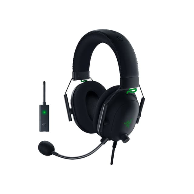 Гарнитура, Razer, Blackshark V2 + USB Sound Card, RZ04-03230100-R3M1, Игровая гарнитура, Диапазон частот: 12 - 28,000 Гц, 100 дБ, Сопротивление: 32 Oм на 1 кГц, Динамики: 50 мм, с неодимовыми магнитами , Микрофон однонаправленный подвижный, Проводные, 3,5 мм (mini jack), 1.3 метра, Черный
