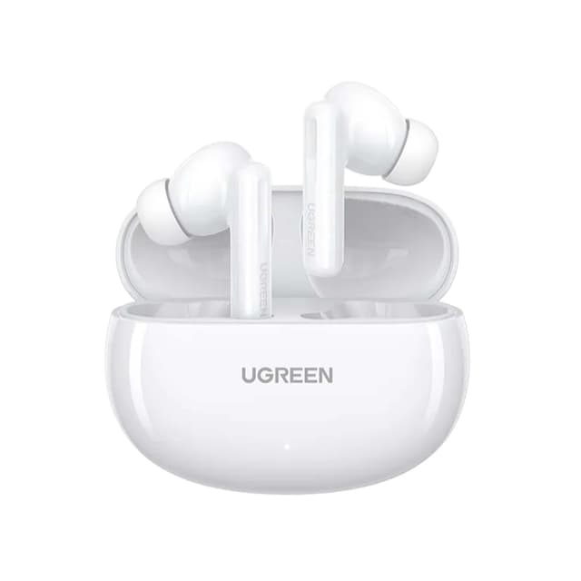Беспроводные наушники, Ugreen, WS200/15158, HiTune T6, С активным шумоподавлением, Емкость аккумулятора наушников 40 мAч, Емкость аккумулятора кейса 400 мAч, Bluetooth 5.3, IPX5, Белый