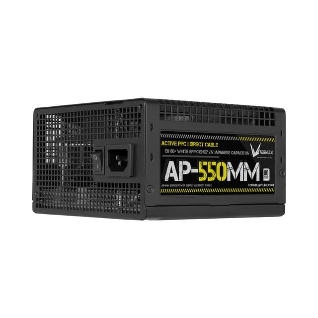 Блок питания, Formula V, AP-550MM, 550W, ATX, APFC, 20+4 pin, 4+4pin, 6*Sata, 2*Molex, 1*PCI-E 6+2 pin, Вентилятор 12см, Кабель питания, Чёрный