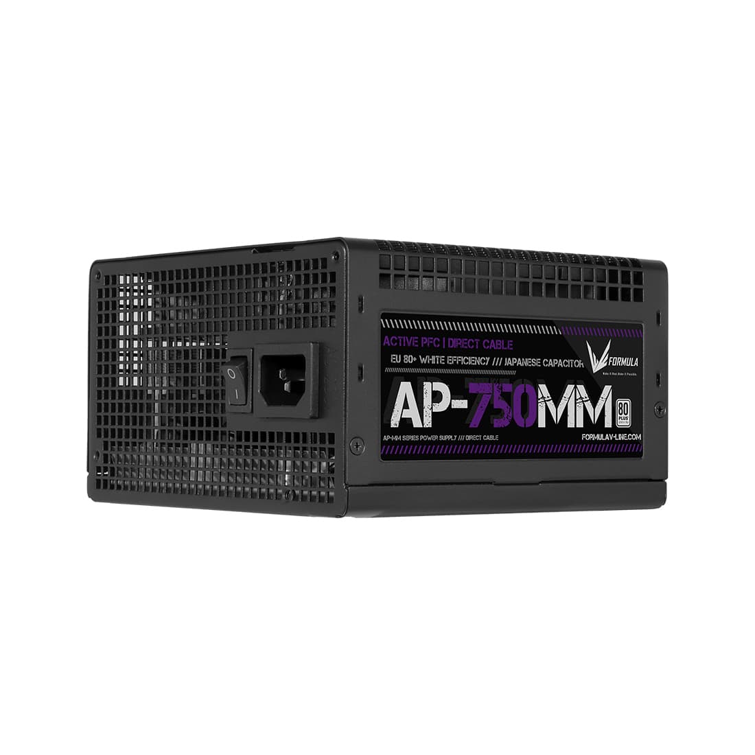 Блок питания, Formula V, AP-750MM, 750W, ATX, APFC, 20+4 pin, 4+4pin, 6*Sata, 2*Molex, 2*PCI-E 6+2 pin, Вентилятор 12см, Кабель питания, Чёрный