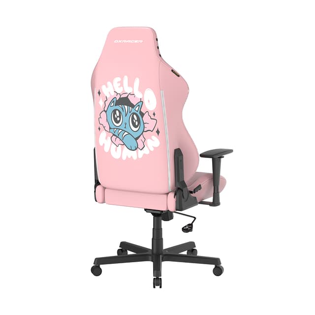 Игровое компьютерное кресло, DX Racer, GC/LHE23LTA/HUMANCAT, Hammer series, Грузоподъемность рек: 115 кг, Рекомендуемый рост: 190 см. Эко-кожа PU, Металлическая основа кресла, Механизм качания: топ-ган, Нейлоновые колеса, Розовый