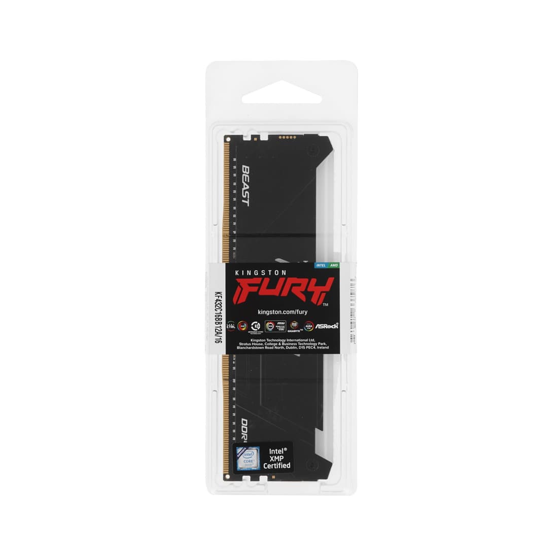 Модуль памяти, Kingston, FURY Beast RGB KF432C16BB12A/16WP, DDR4, 16GB, DIMM <PC4-25600/3200MHz>