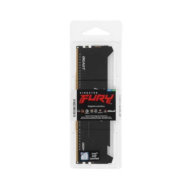 Модуль памяти, Kingston, FURY Beast RGB KF432C16BB12A/16WP, DDR4, 16GB, DIMM <PC4-25600/3200MHz>