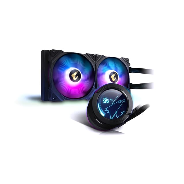 Кулер для процессора, Gigabyte, GP-AORUS WATERFORCE X 280 (4719331552138), Intel 2066, 2011, 1366, 115x, 1200, 1700, AMD sTRX4, TR4, AM5, AM4, 2*140мм ARGB вентилятора, 800~2500 об/мин ±10%, Воздушный поток 25,09~89,18 фут/мин, TDP 280 Вт, Чёрный