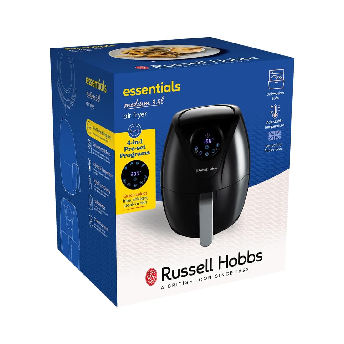Аэрогриль, Russell Hobbs, 27350-56, Мощность 1600 Вт, Объем 4.3 литра, 8 автоматических программ , Цвет черный